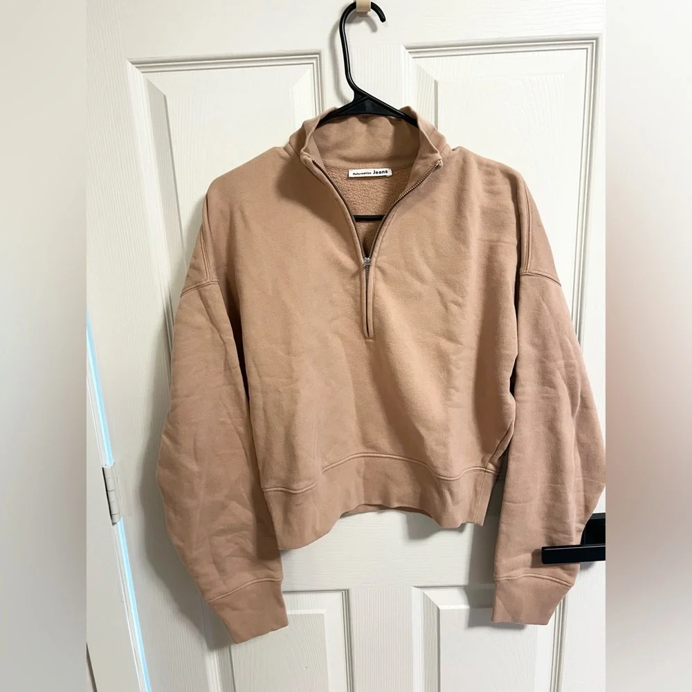 Reformation Marla cotton 1/4 zip Sweatshirt (Small) - Picture 3 of 8